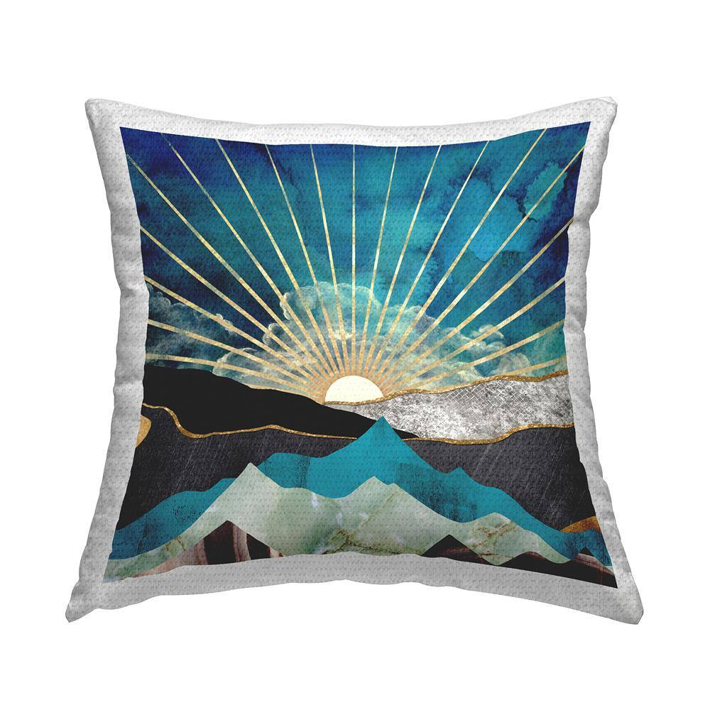 Abstract Mountain Sun Rays Blue Square Outdoor Throw Pillow price history on PriceWatchPro