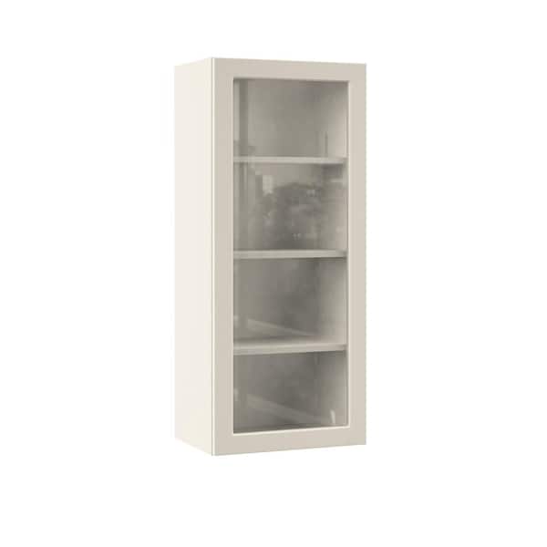 Designer Series Melvern 18 in. W x 12 in. D x 42 in. H Assembled Shaker Glass Door Wall Kitchen Cabinet in Cloud