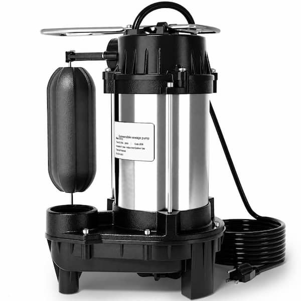 1/2 HP Submersible Sewage/Effluent Pump with Vertical Float Switch, 5200 GPH, Cast Iron, 1-1/2 in NPT