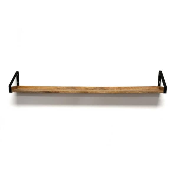 inPlace 48 in. W x 5 in. D x 6 in. H Real Wood Rustic Farmhouse Collection Warm Walnut Decorative Wall Shelf Ledge