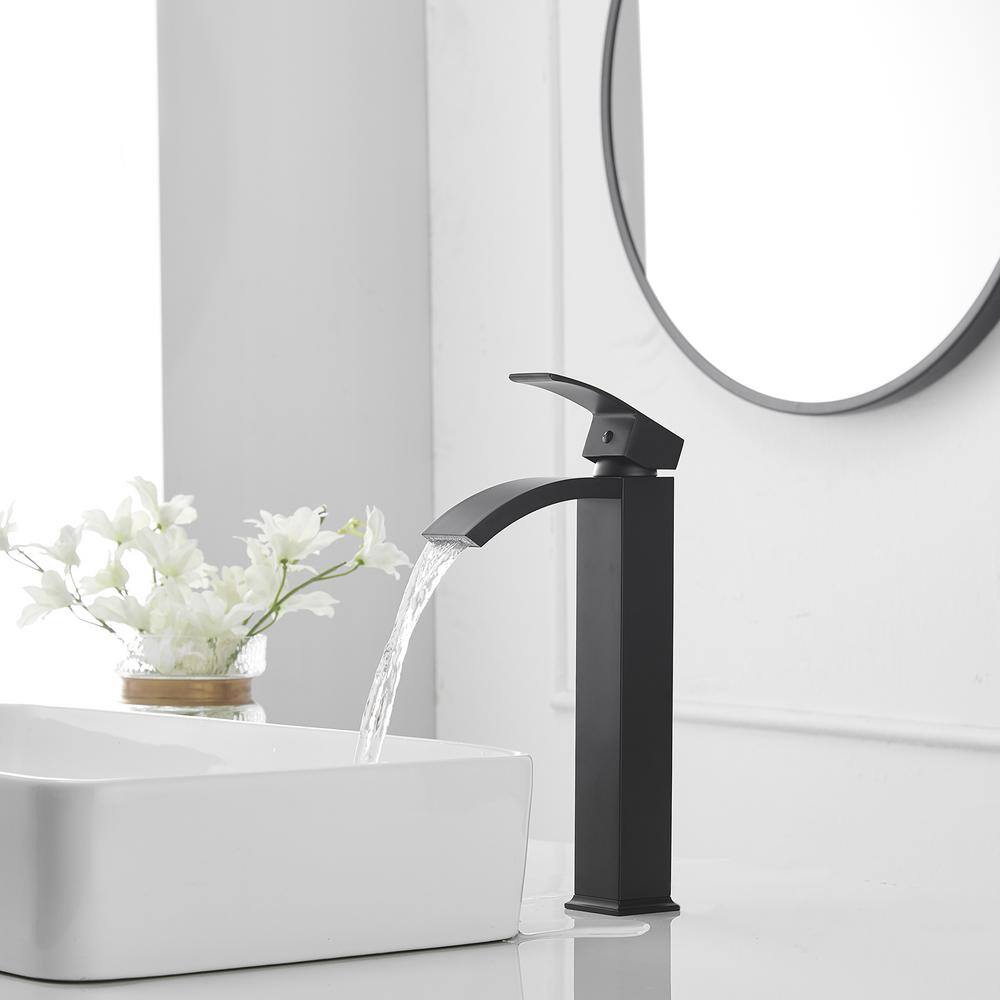 Matte Black Stainless Steel High Arc Bathroom Faucet