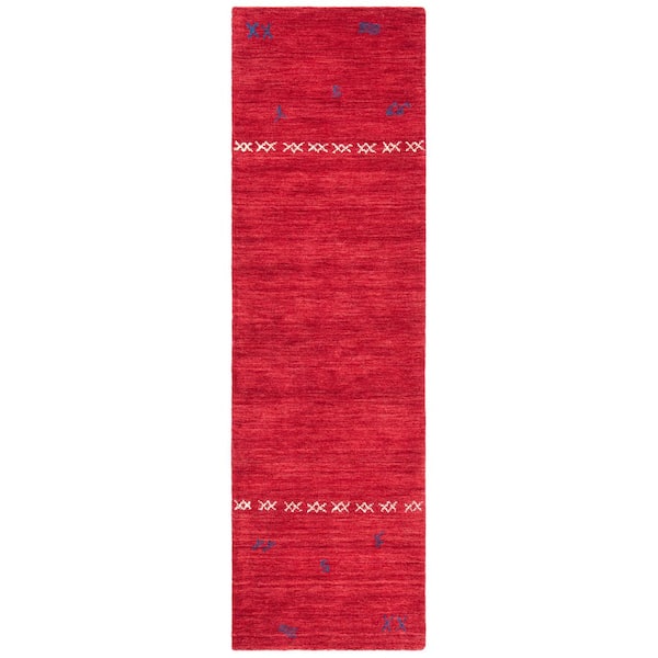 Himalaya 2 ft. x 14 ft. Red Geometric Runner Rug
