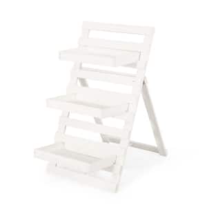 Wilnona 3-Tier Matte White Firwood Outdoor Plant Stand