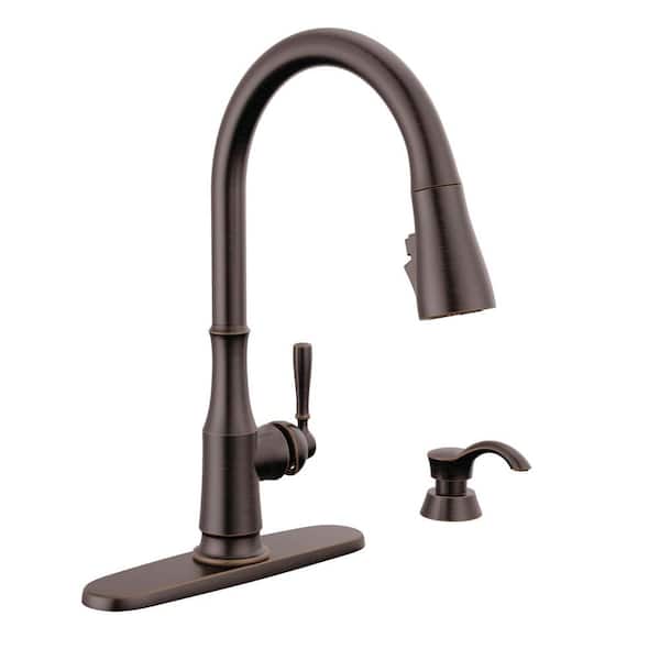 Delta Capertee Single-Handle Pull Down Sprayer Kitchen Faucet with ShieldSpray Technology in Venetian Bronze