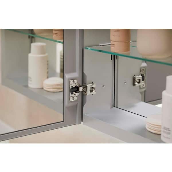 KOHLER Verdera 20-in x 30-in Surface/Recessed Mount Anodized Aluminum Mirrored Soft Close Medicine Cabinet