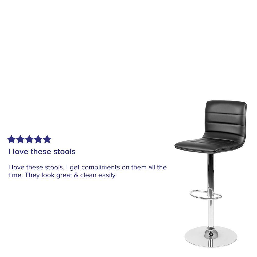Black Vinyl Adjustable Height Swivel Barstool with Chrome Base