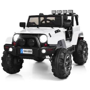 12-Volt Kids Ride On Truck Car with Remote Control MP3 Music LED Lights White