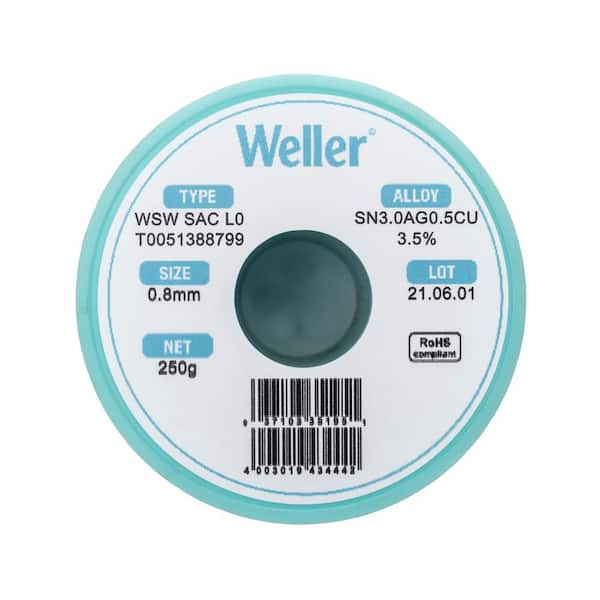 Weller SAC L0 Solder Wire, Dia 0.8 mm, 250 g