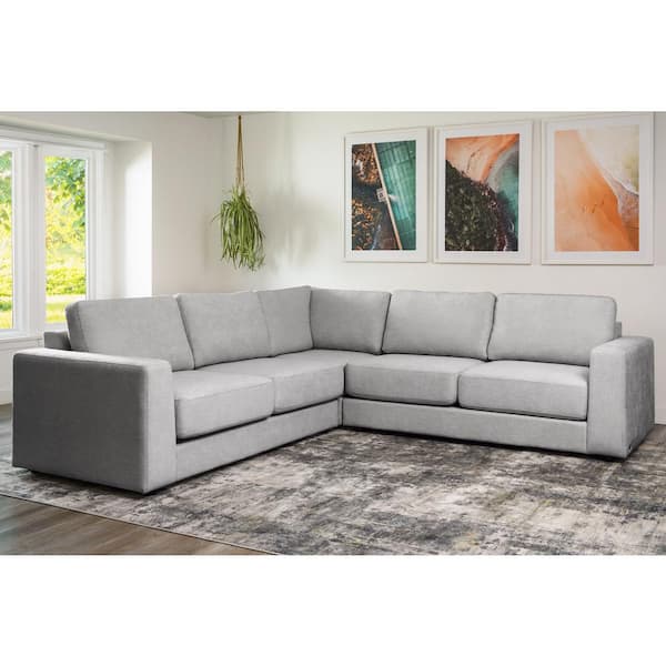 DEVON & CLAIRE Elizabeth 3-Piece Light Gray Stain-Resistant Polyester Sectional