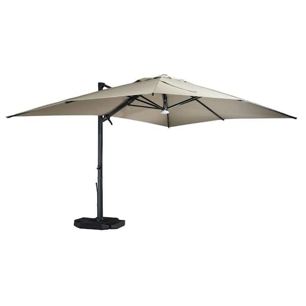 Boyel Living 10x13 ft. 360 Rotable Cantilever Patio Umbrella with BaseandBT in Taupe