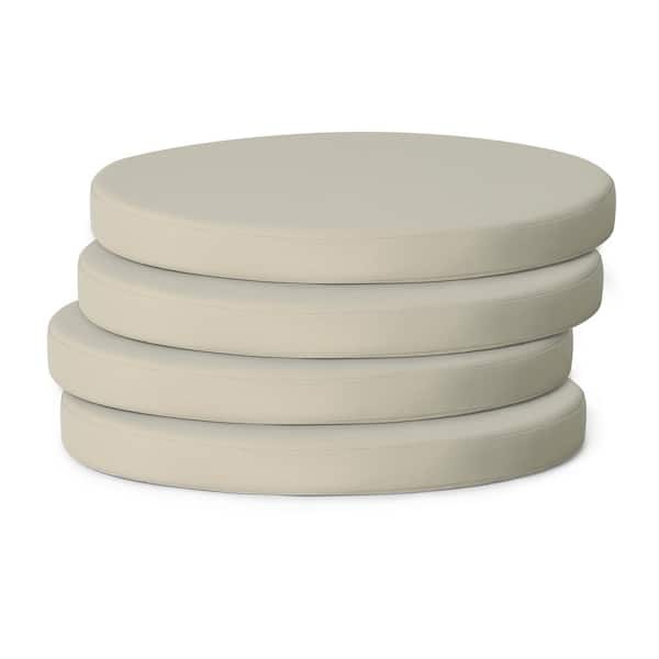 WESTIN OUTDOOR FadingFree (Set of 4) 16 in. Round Outdoor Patio Circle Dining Chair Seat Cushions in Beige