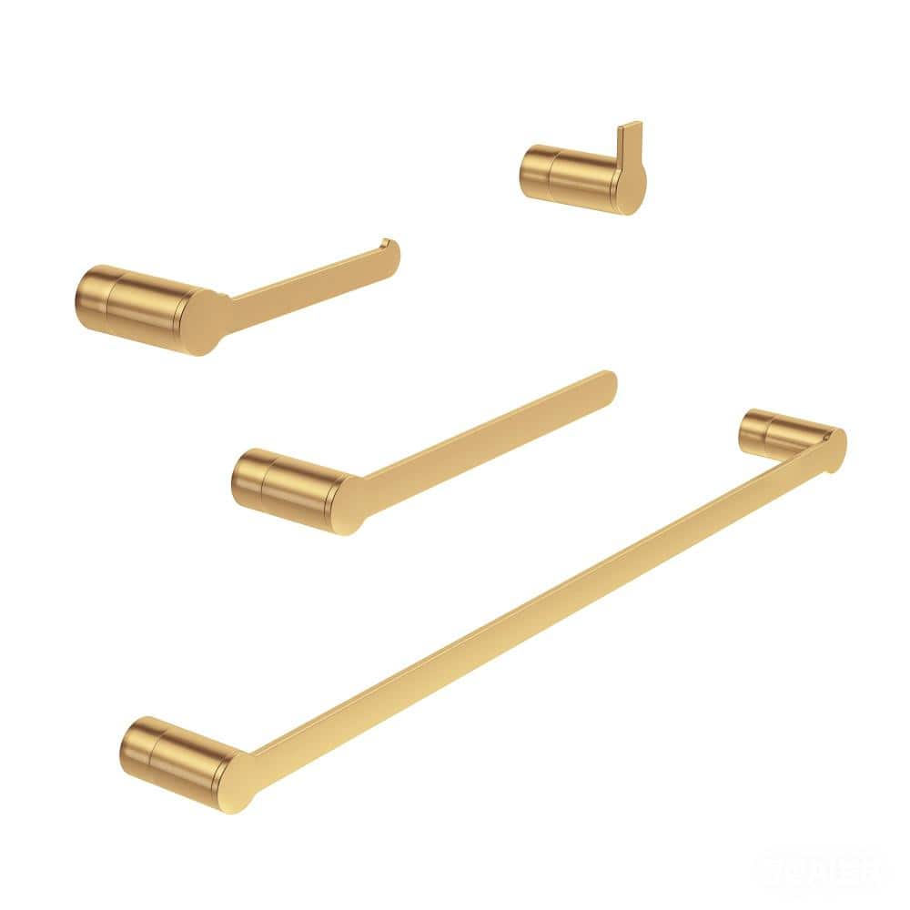 4-Piece Stainless Steel Bath Hardware Set with Towel Bar Toilet Paper Holder Towel Hook in Brushed Gold price history on PriceWatchPro