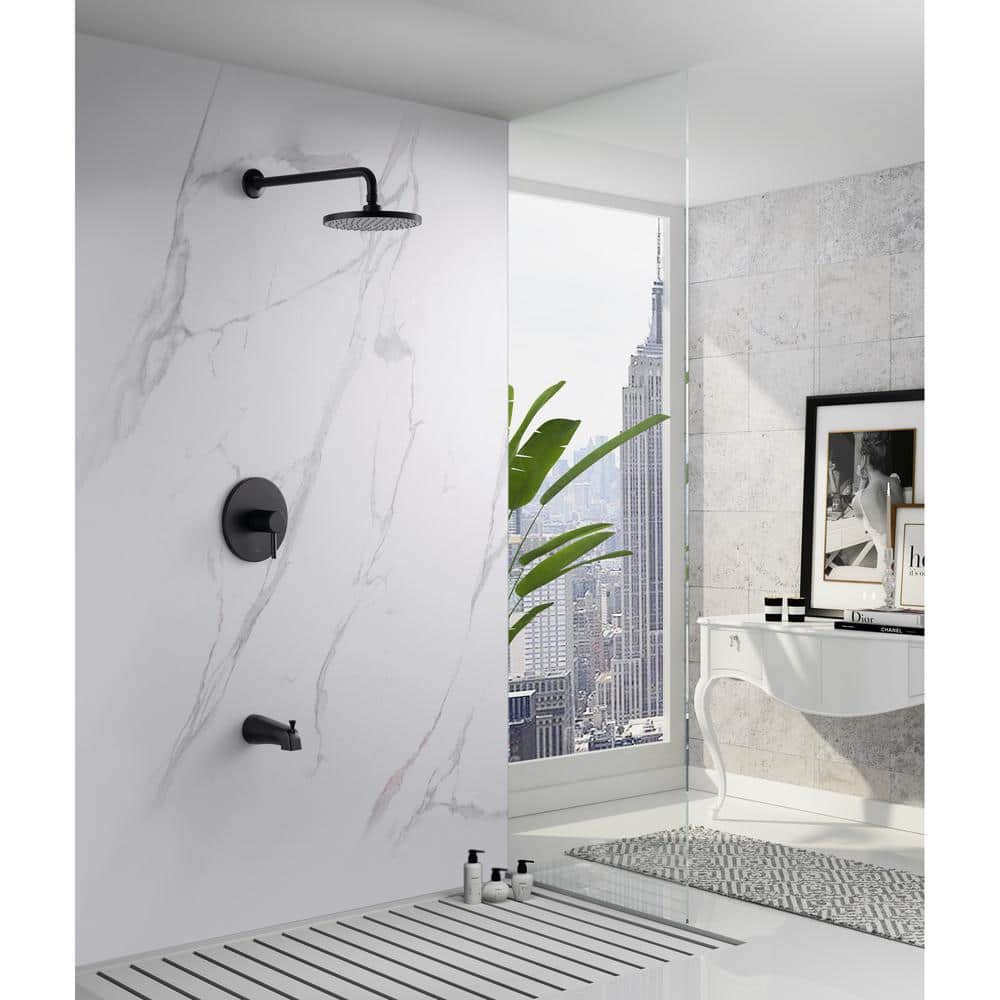 Matte Black Rainfall Wall Mounted Shower Faucet Set