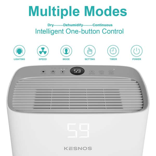 KESNOS HDCX-PD08A-18-1 50-Pint Capacity Home Multifunction Dehumidifier With Bucket For Homes or Bedrooms up to 4,500 sq. ft., White - 3