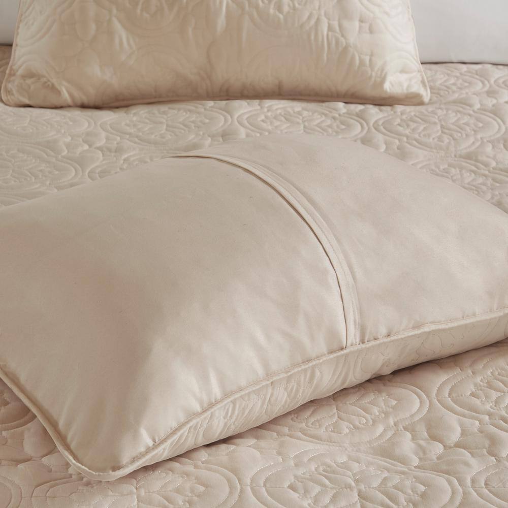 Khaki Full Microfiber Reversible Bedspread Set