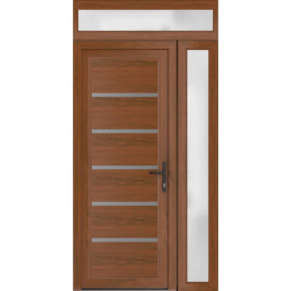 46 in. x 80 in. Left-Hand/Inswing Frosted Glass Walnut Steel Prehung Front Door with Hardware price history on PriceWatchPro