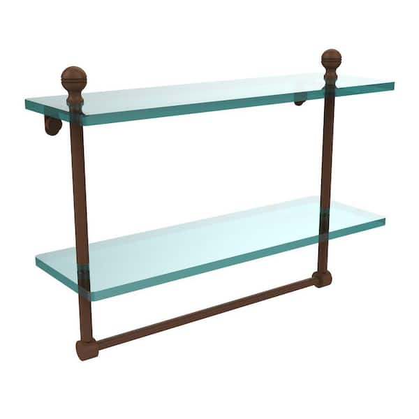 Allied Brass Mambo 16 in. L x 12 in. H x in. W 2-Tier Clear Glass  Bathroom Shelf with Towel Bar in Antique Bronze MA-2/16TB-ABZ The Home  Depot