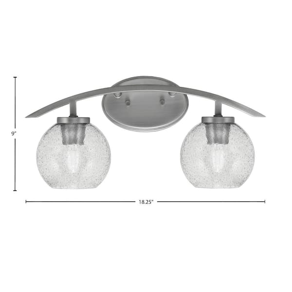 Unbranded Siena 18.25 in. 2-Light Vanity Light Graphite with Smoke Bubble Glass Shades