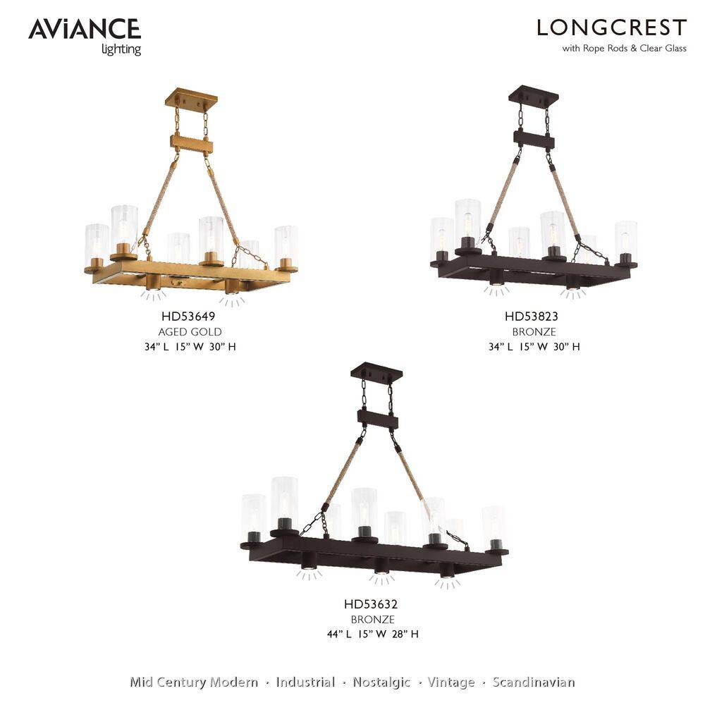 Metuchen 8-Light Bronze Industrial Linear Chandelier with Clear Glass