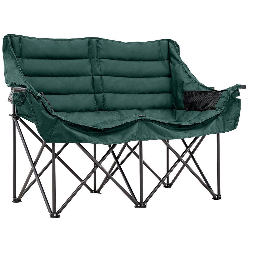 BOZTIY XXXL Oversized 2-Person Camping Chair Folding Fully Padded Camping Couch Double Portable Lawn Chair Patio Chair, Green SRY-16T-GREENHD01