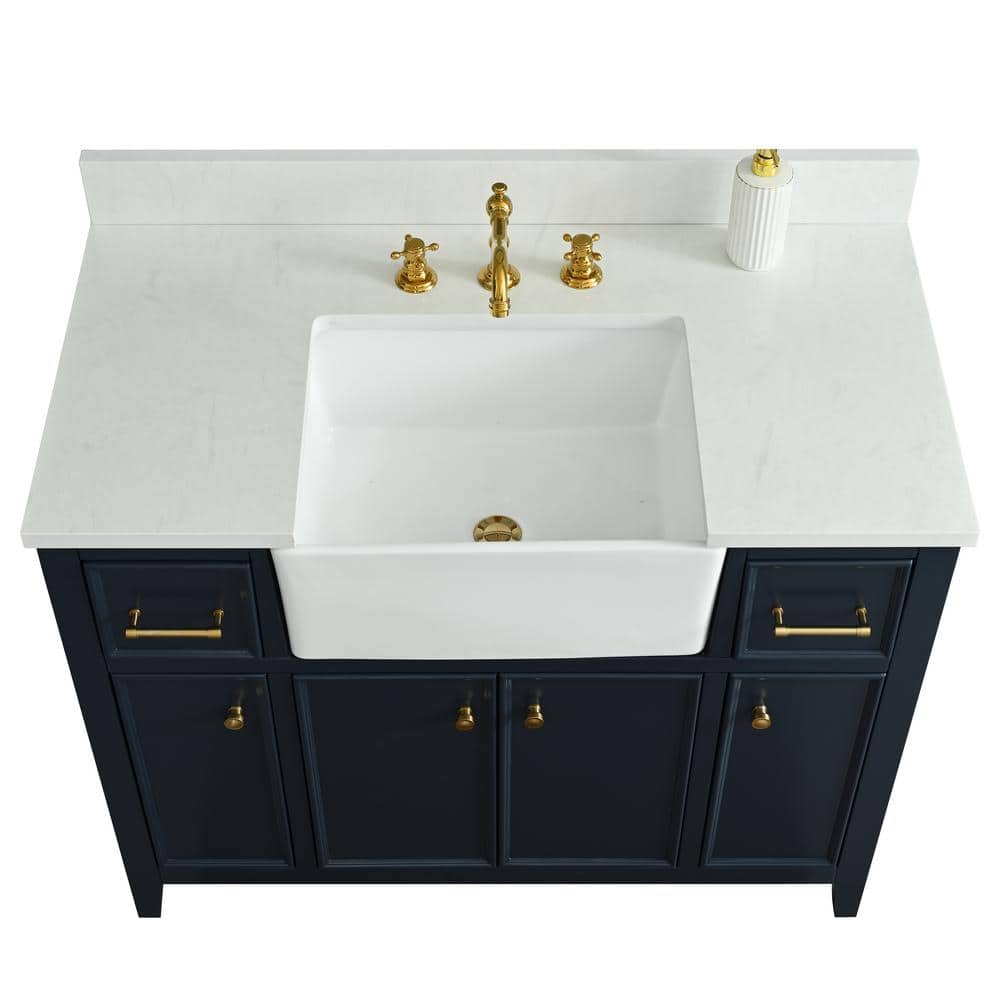 Indigo Blue Single Bathroom Vanity with White Ceramic Sink