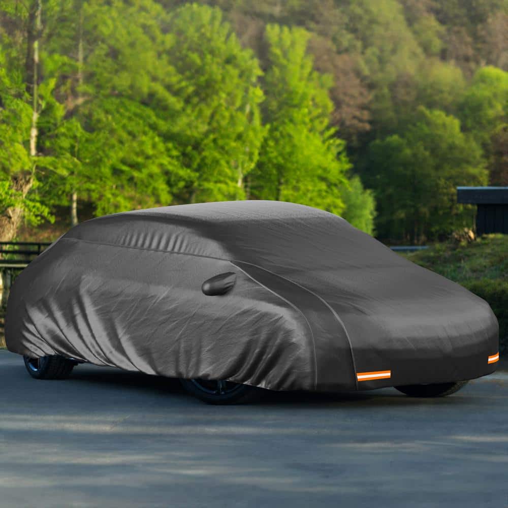 Heavy Duty Black Waterproof PVC Cotton Lined Sedan Car Cover
