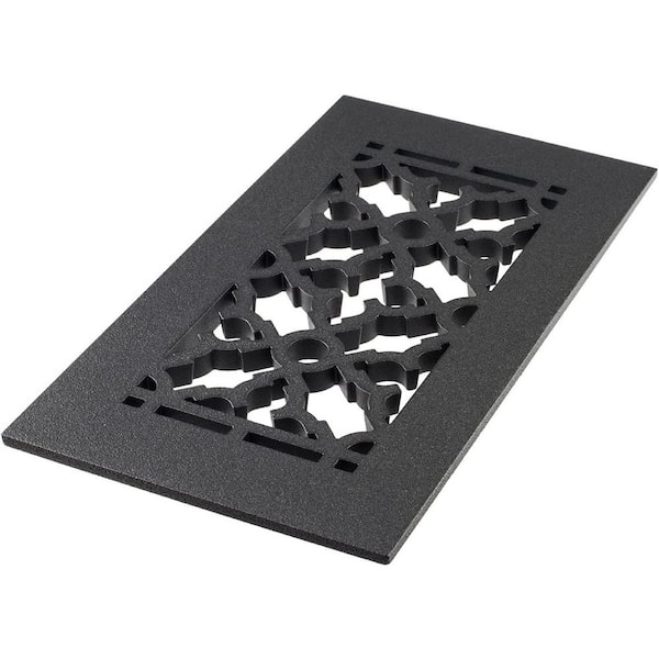 Reggio Registers Scroll Series 4 in. x 12 in. Cast Iron Grille Black without Mounting Holes