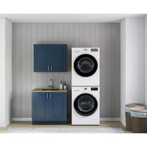 Greenwich Valencia Blue Plywood Shaker Stock Ready to Assemble Kitchen-Laundry Cabinet Kit 24 in. x 84 in. x 34 in.