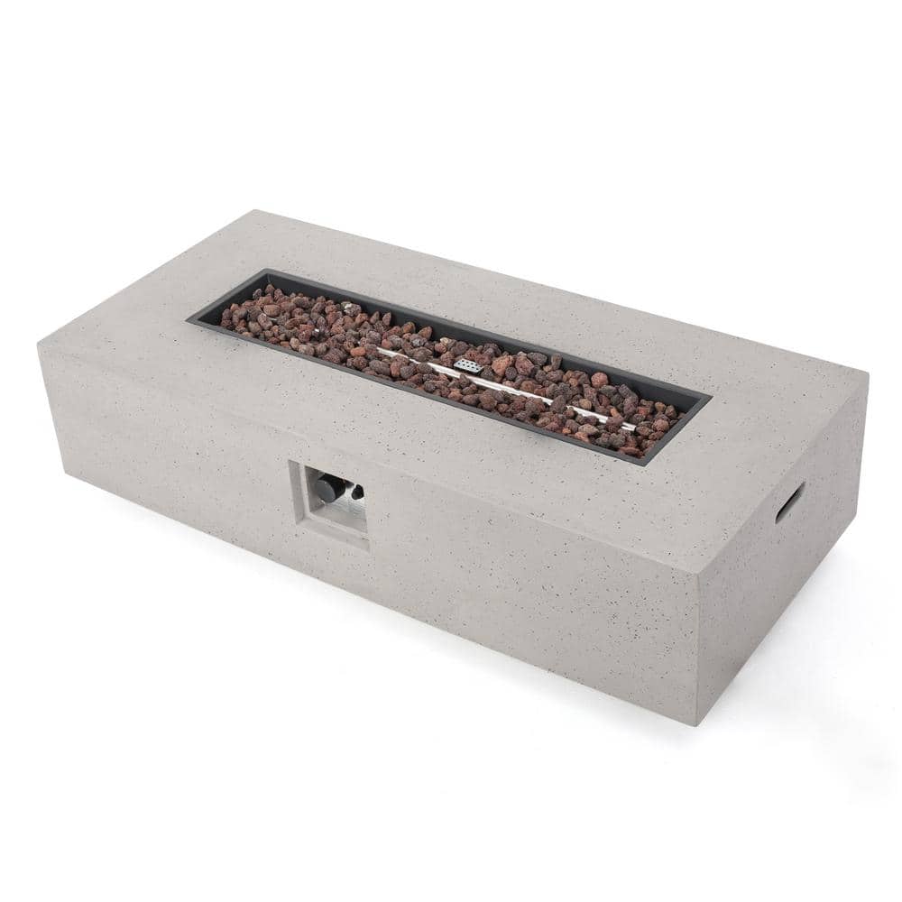 Mayfair Light Gray Concrete Rectangular Gas Fire Pit