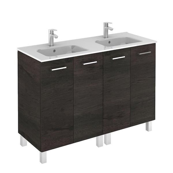 WS Bath Collections Logic 47.3 in. W x 18.0 in. D x 33.0 in. H Bath Vanity in Wenge with Vanity Top and Ceramic White Basin