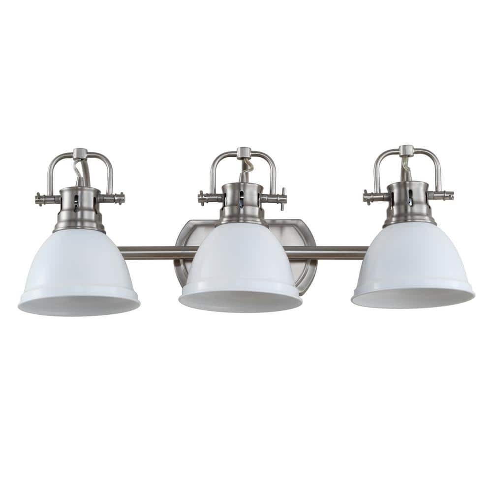 Roland 24.25" White and Nickel Three-Light Bathroom Sconce
