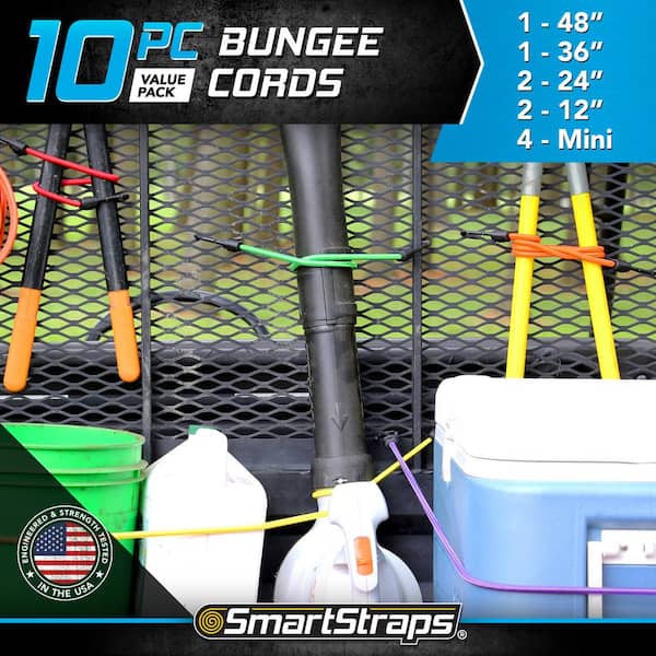 SmartStraps Assorted Standard Bungee Cords, 10-Pack