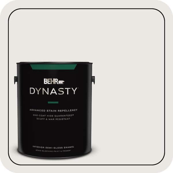 BEHR DYNASTY 1 gal. #MQ3-32 Cameo White One-Coat Hide Semi-Gloss Enamel Interior Stain-Blocking Paint & Primer