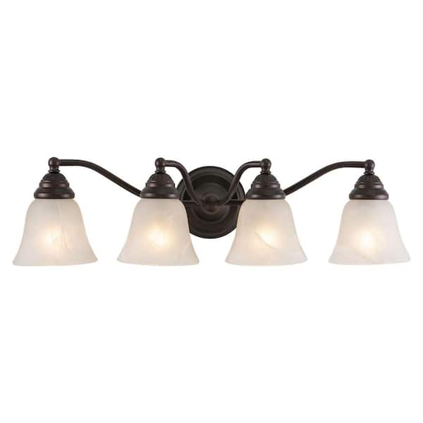 VAXCEL Standford 26 in. W 4-Light Bronze Bathroom Vanity Light Fixture