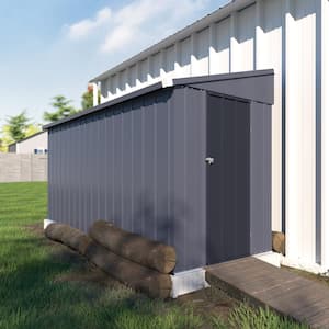 4 ft. W x 10 ft. D Metal Storage Lean-to Shed 40 sq. ft. in Gray