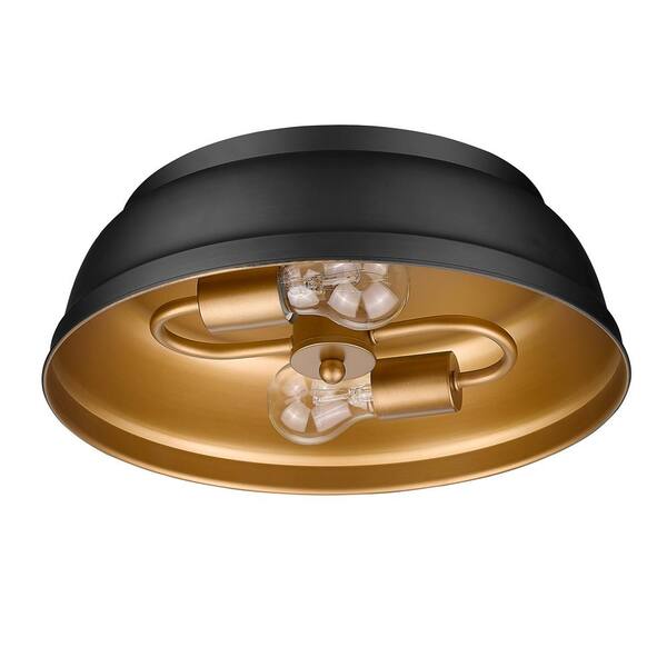 Golden Lighting - Rebel 2-Light Matte Black Flush Mount