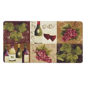 Wine Tile Brown 17.5 in. x 48 in. Global Synthetic Kitchen Mat