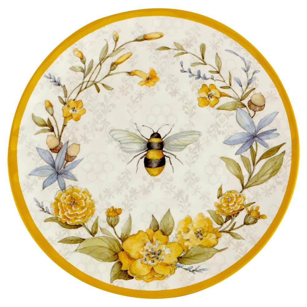 Bee Sweet Multicolor Melamine 11" Dinner Plates Set of 6