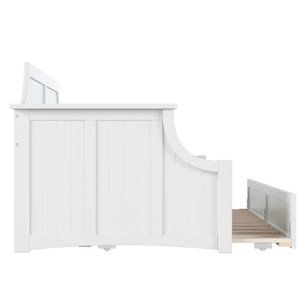 White Twin Wood Daybed with Trundle and Storage Drawers