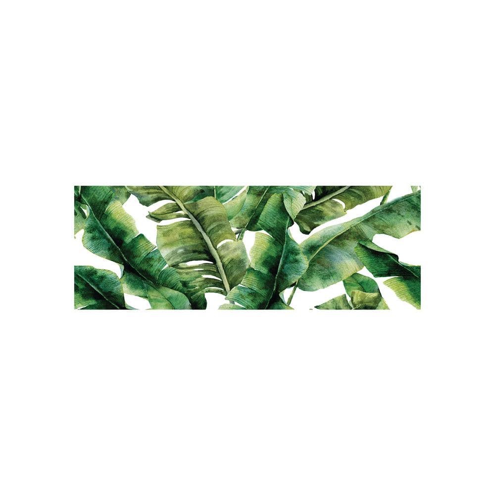 J&V TEXTILES Green Leaves 19.6 in. x 55 in. Anti-Fatigue Kitchen