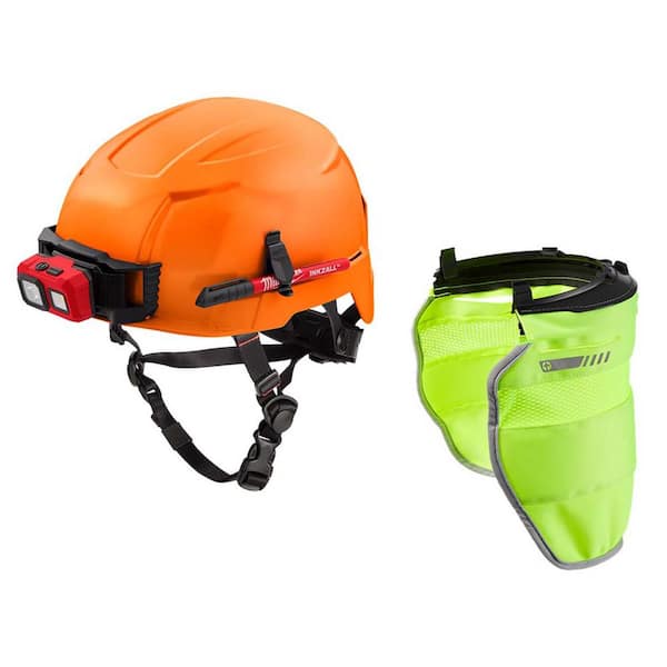 Milwaukee BOLT Orange Type 2 ClassE Non-Vented Safety Helmet W/BOLT Yellow High Visibility Mesh Sunshade with 50+UPF UV Protection