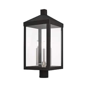 Creekview 24 in. 3-Light Black Cast Brass Hardwired Outdoor Rust Resistant Post Light with No Bulbs Included