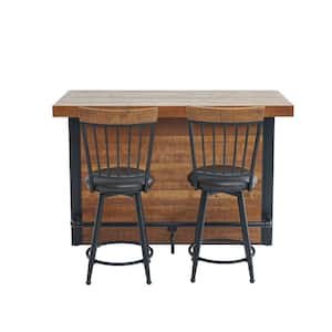 Tyler 3-Piece Brown Wood Top Bar Table Set Seats 2