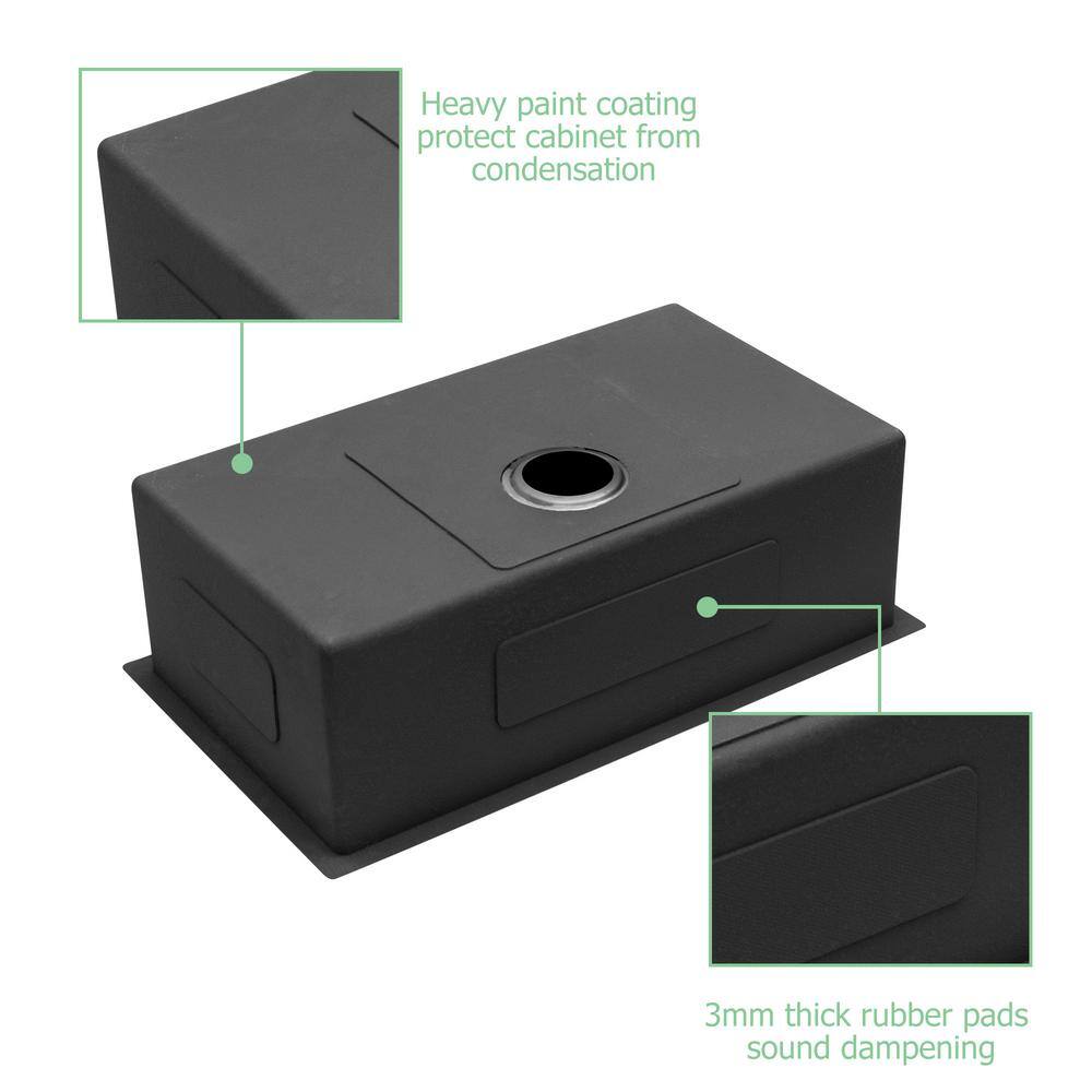 32'' Gunmetal Black Stainless Steel Undermount Kitchen Sink