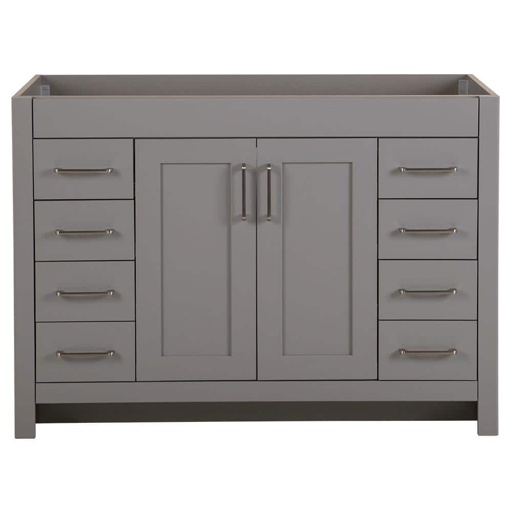 home decorators collection westcourt 48.0 in. w x 21.7 in. d x 34.2 in. h  bath vanity cabinet without top in sterling gray wt48-st - the home depot