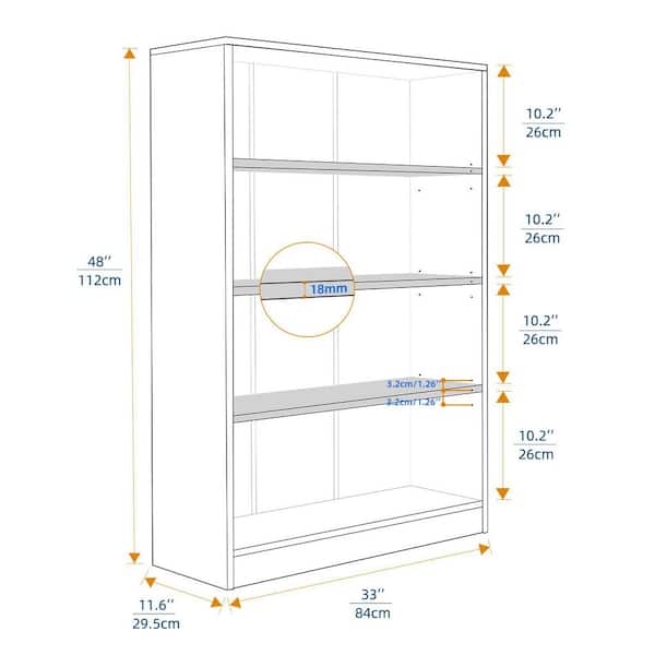 Standard Home Depot Racks GDFSTUDIO Modern 48 in. Tall Black MDF Wood 4-Shelf Standard Bookcase ...
