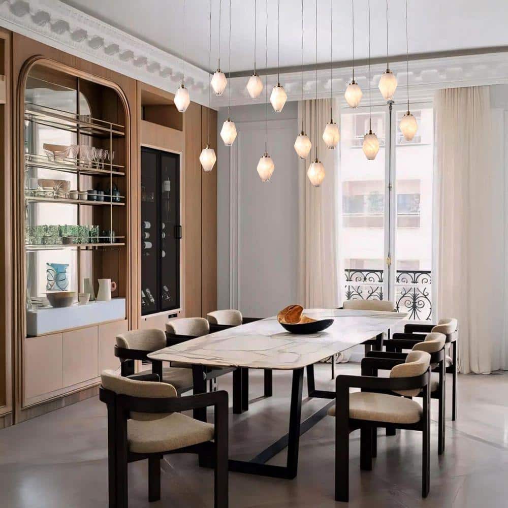 QRMOK VEXA 14-Light Electroplated Brushed Brass Modern Chandeliers
