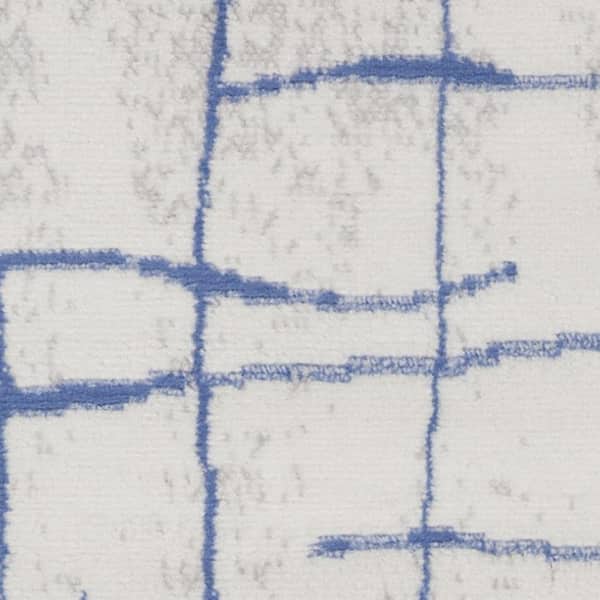 8 ft. x 12 ft. Blue Floral Washable Area Rug