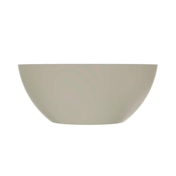 55 in. x 31 in. Solid Surface Stone Resin Flatbottom Freestanding Bathtub Soaking Bathtub in Almond