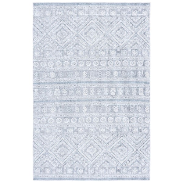 Hammock Ivory/Blue 8 ft. x 10 ft. Machine Washable Geometric Striped Area Rug